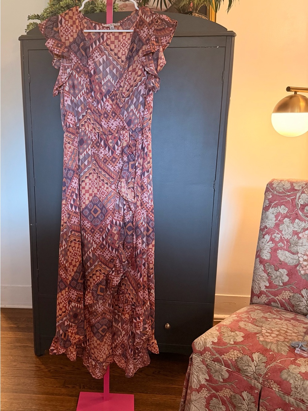 Inspired Hearts Mauve & Dusty Rose Geometric Wrap Maxi Dress